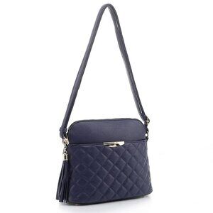 New Le Bag Lightweight Medium Dome Crossbody Bag with Tassel, Black